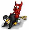 Tux takes it from the FreeBSD Daemon