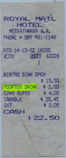 "Poofter drink"