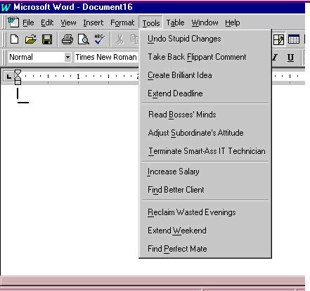 Word tools menu
