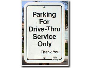 Parking for drive-thru service only