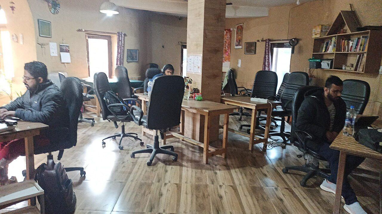 People working in a co-working space