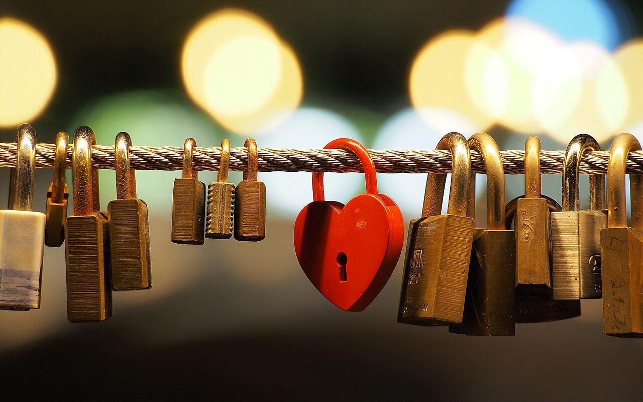 Love padlocks on the Butchers' Bridge in Ljubljana , Slovenia