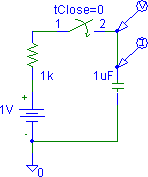 Simple capacitor charging example schematic