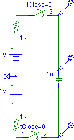 Miller-effect capacitor charging example schematic